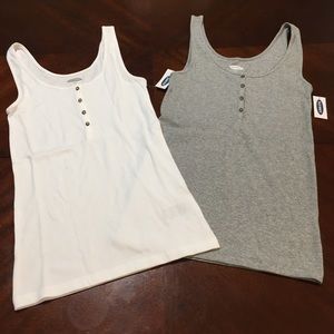 2 OldNavy Fitted Tanks PJS Gray/White Size Medium